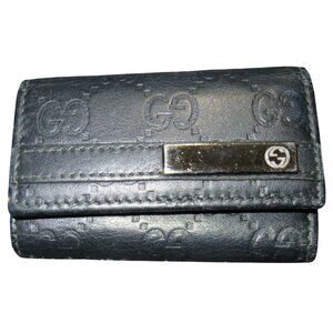 Gucci GG Guccissima Black Italian leather vintage monogram key holder wallet
